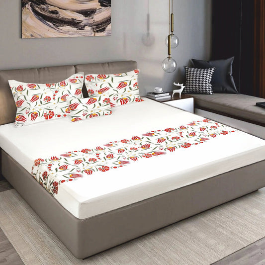 Bodycomfy 100% Cotton Hosiery King Size Fitted Bedsheet – Modern Floral Print