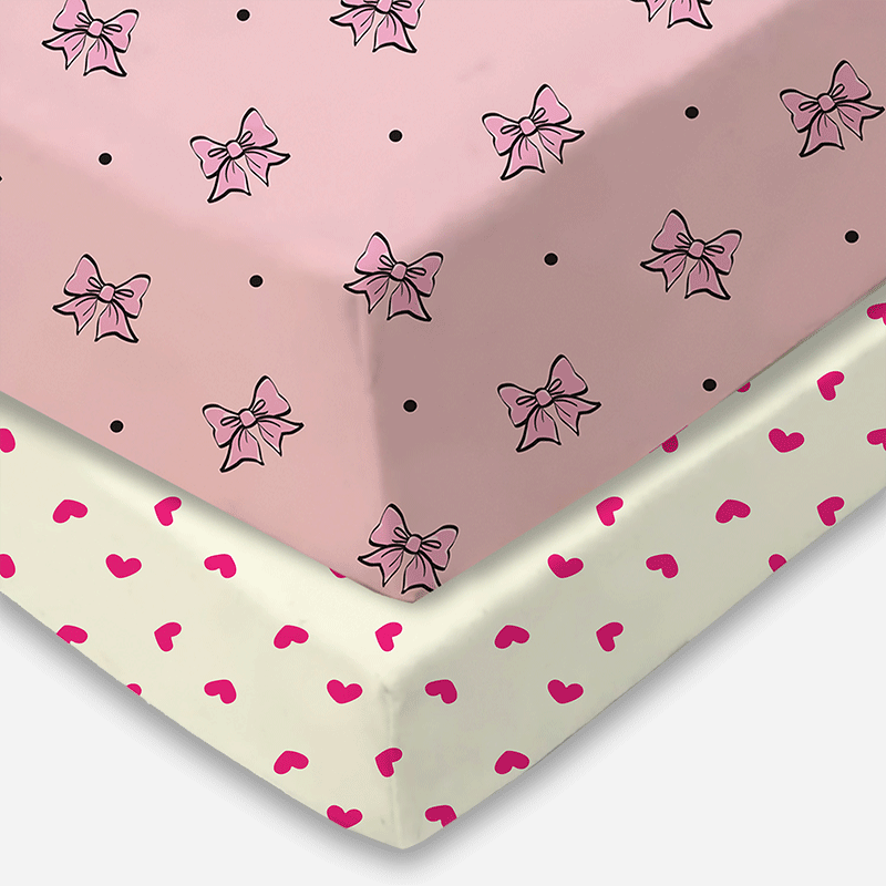 Bodycomfy 100% Cotton Hosiery Fitted Cot Sheet Pack of 2 - All Over Print