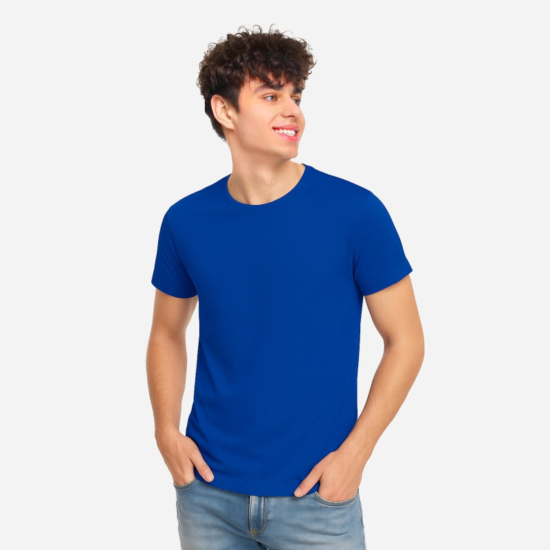 TESON Mens Tshirt Round Neck Half Sleeves - Royal Blue
