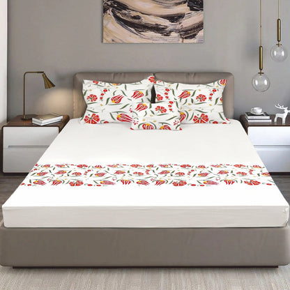 Bodycomfy 100% Cotton Hosiery King Size Fitted Bedsheet – Modern Floral Print