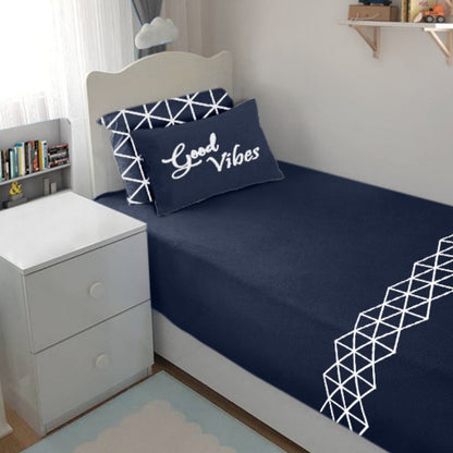 Bodycomfy 100% Cotton Hosiery Single bed Fitted Bedsheet – Geometric Print