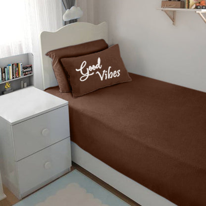 Bodycomfy 100% Cotton Hosiery Single Bed Fitted Bedsheet – Solid