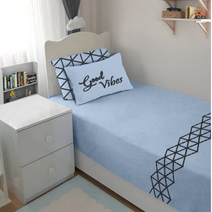 Bodycomfy 100% Cotton Hosiery Single bed Fitted Bedsheet – Geometric Print
