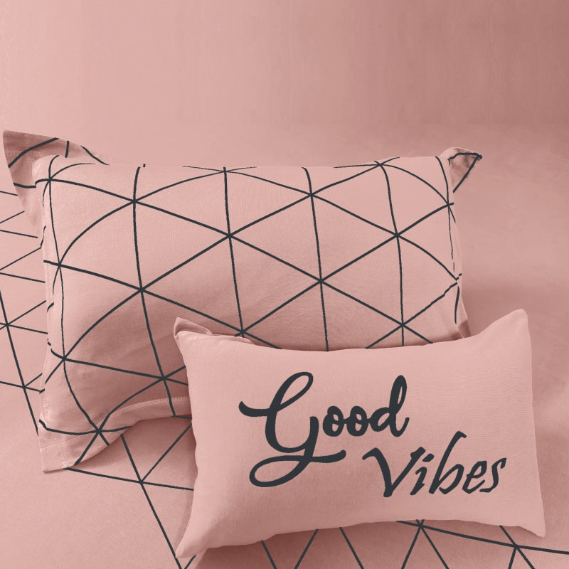 Bodycomfy 100% Cotton Hosiery Single bed Fitted Bedsheet – Geometric Print