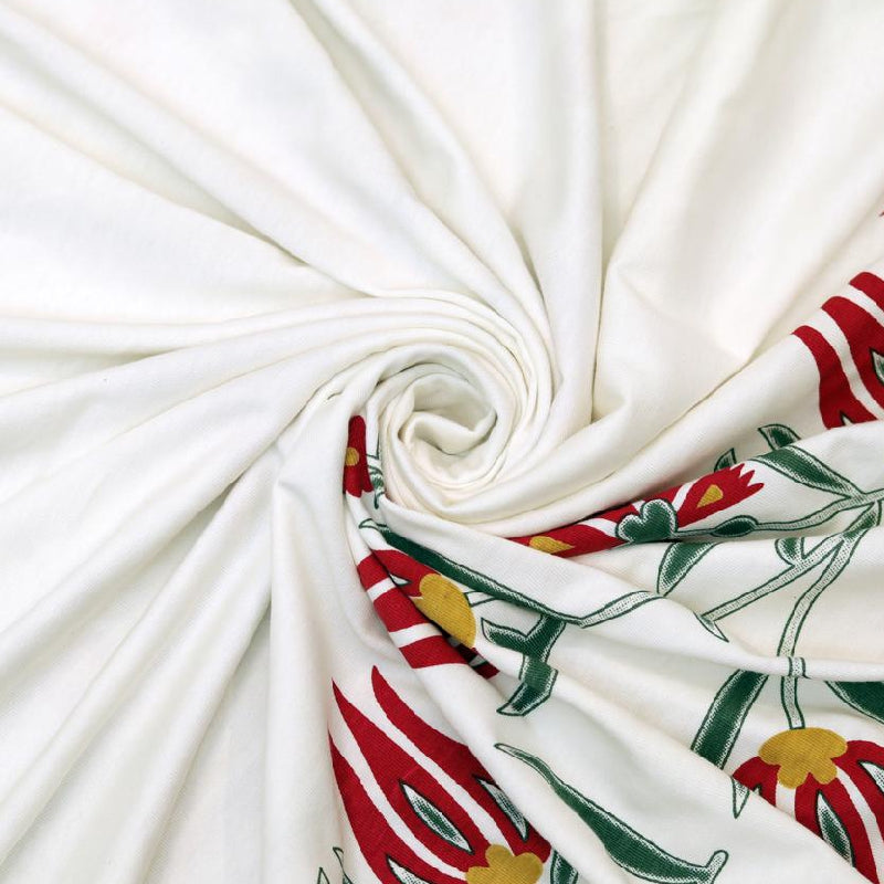 Bodycomfy 100% Cotton Hosiery King Size Fitted Bedsheet – Modern Floral Print