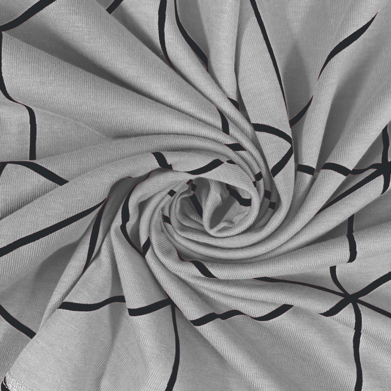 Bodycomfy 100% Cotton Hosiery Single bed Fitted Bedsheet – Geometric Print