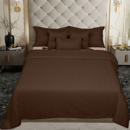 BodyComfy 100% Cotton Hosiery King-Size Fitted Bedcover – Chevron Pattern