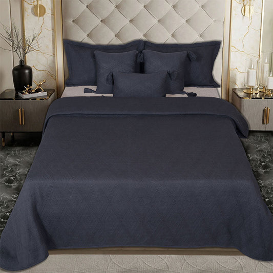 BodyComfy 100% Cotton Hosiery King-Size Fitted Bedcover – Layered Diamond Geometric Pattern