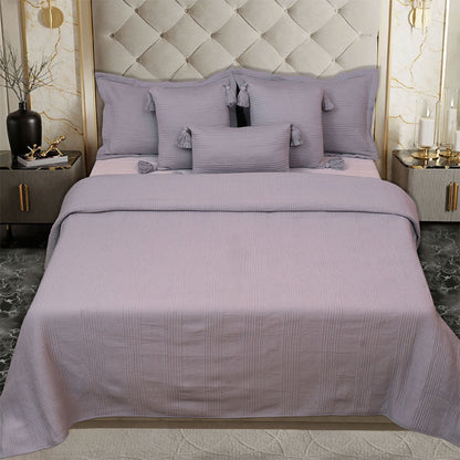 BodyComfy 100% Cotton Hosiery King-Size Fitted Bedcover – Checkered Block Texture