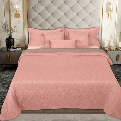 BodyComfy 100% Cotton Hosiery King-Size Fitted Bedcover – Floral Embossed Pattern