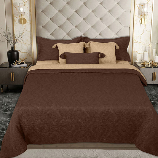 BodyComfy 100% Cotton Hosiery King-Size Fitted Bedcover – Floral Embossed Pattern