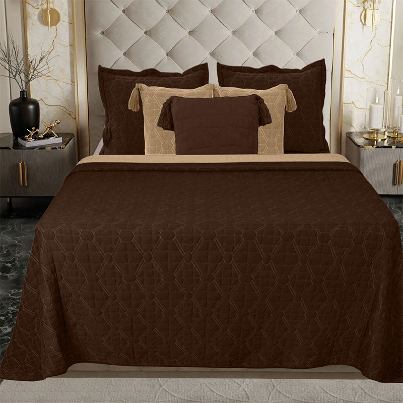 BodyComfy 100% Cotton Hosiery King-Size Fitted Bedcover – Diamond Weave Quilted Print