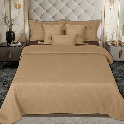 BodyComfy 100% Cotton Hosiery King-Size Fitted Bedcover – Layered Diamond Geometric Pattern