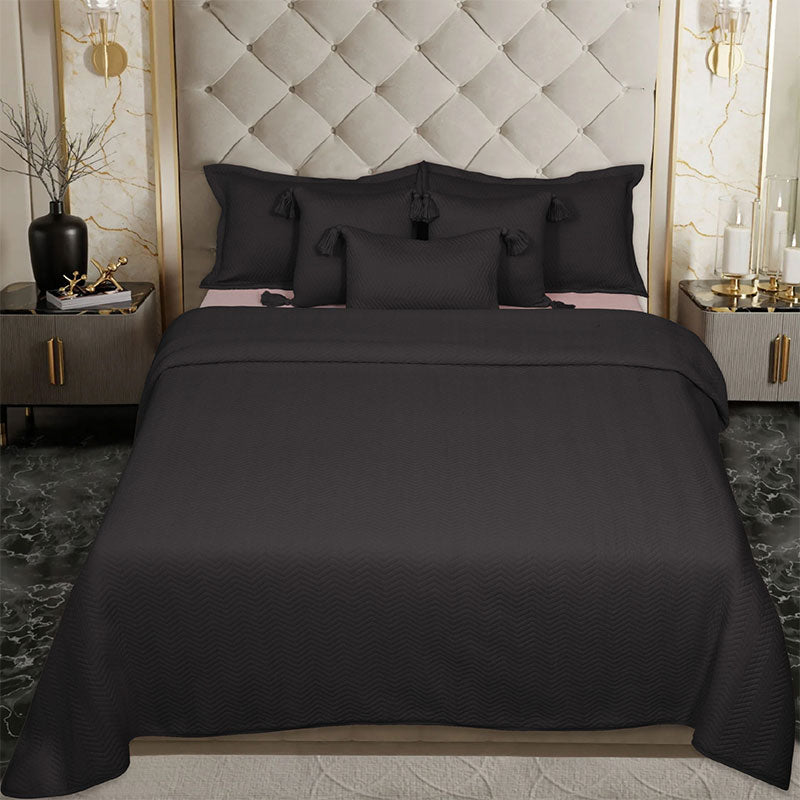 BodyComfy 100% Cotton Hosiery King-Size Fitted Bedcover – Chevron Print