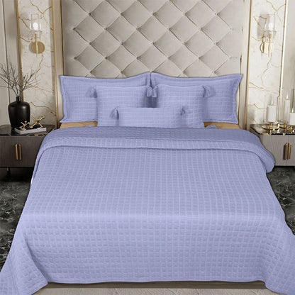 BodyComfy 100% Cotton Hosiery King-Size Fitted Bedcover – Square Block Embossed Pattern