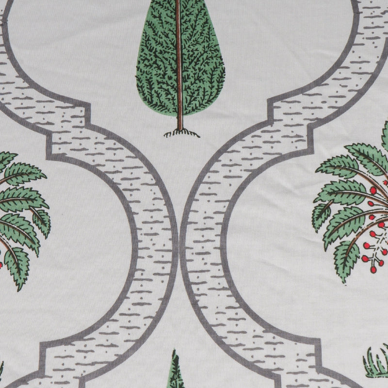 Bodycomfy 100% Cotton Hosiery King Size Fitted Bedsheet – Botanical Palm & Cypress Print