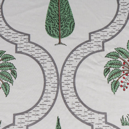 Bodycomfy 100% Cotton Hosiery King Size Fitted Bedsheet – Botanical Palm & Cypress Print