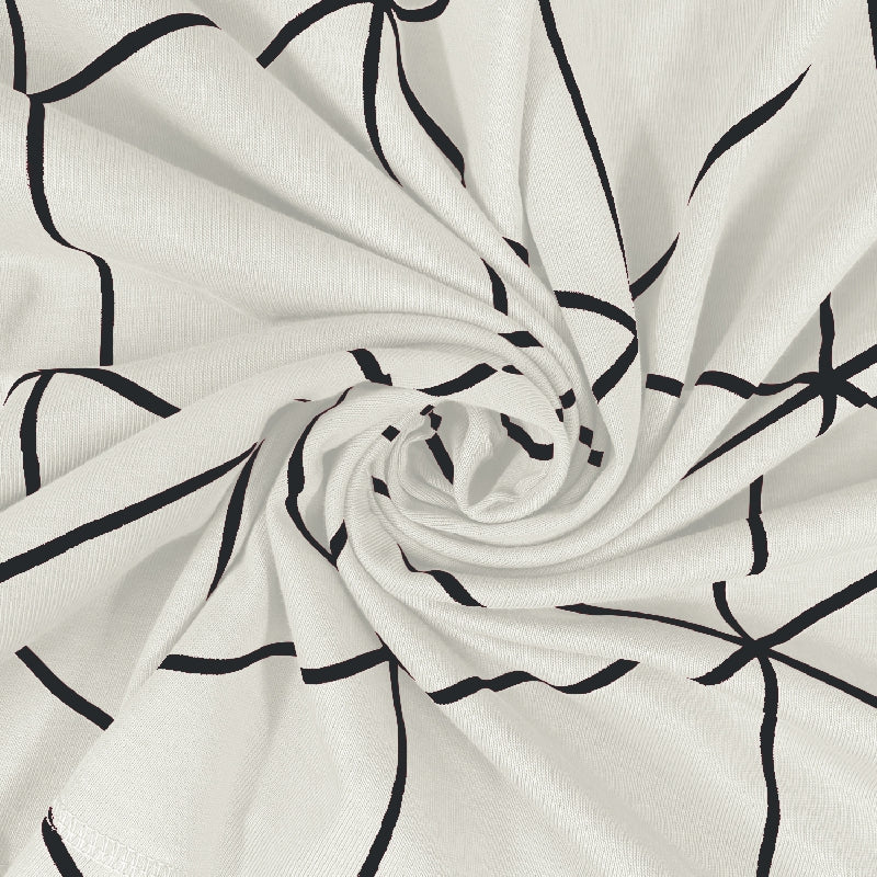 Bodycomfy 100% Cotton Hosiery King Size Fitted Bedsheet – Geometrical Panel Print