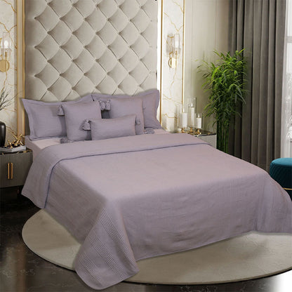 BodyComfy 100% Cotton Hosiery King-Size Fitted Bedcover – Minimalist Grid Texture Pattern