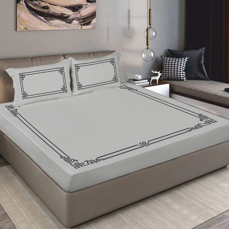 Bodycomfy 100% Cotton Hosiery King Size Fitted Bedsheet – Versache Classical Print