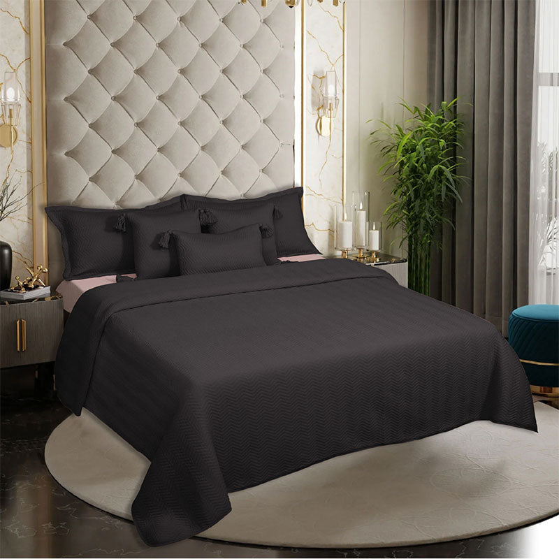 BodyComfy 100% Cotton Hosiery King-Size Fitted Bedcover – Chevron Print