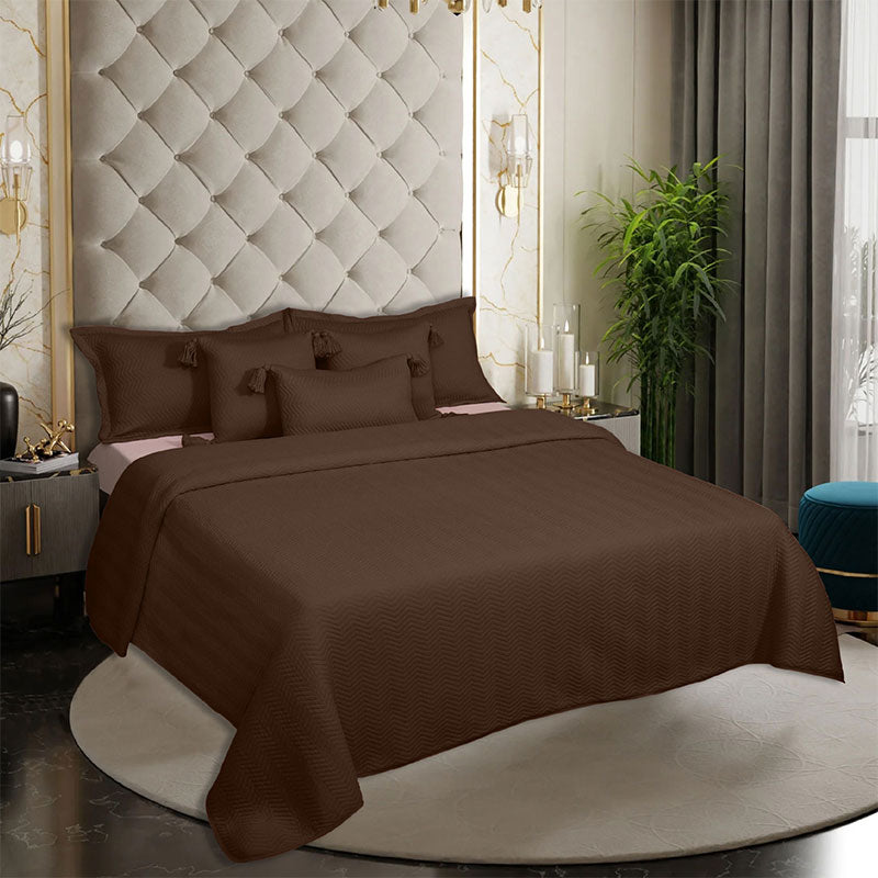 BodyComfy 100% Cotton Hosiery King-Size Fitted Bedcover – Chevron Print