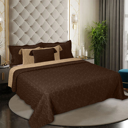 BodyComfy 100% Cotton Hosiery King-Size Fitted Bedcover – Geometrical Quilted Pattern