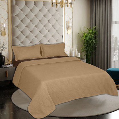 BodyComfy 100% Cotton Hosiery King-Size Fitted Bedcover – Layered Diamond Geometric Pattern