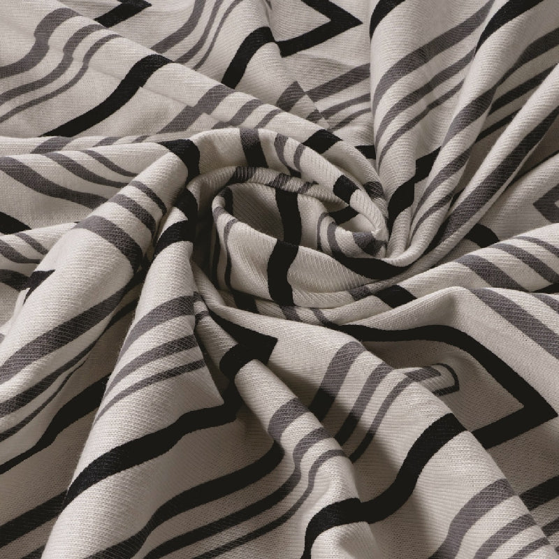 “Bodycomfy 100% Cotton Hosiery King Size Fitted Bedsheet – Chevron Minimalist Print