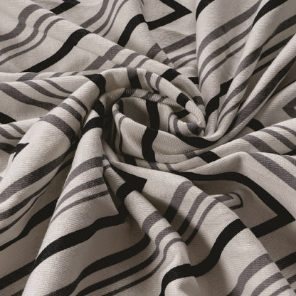 “Bodycomfy 100% Cotton Hosiery King Size Fitted Bedsheet – Chevron Minimalist Print