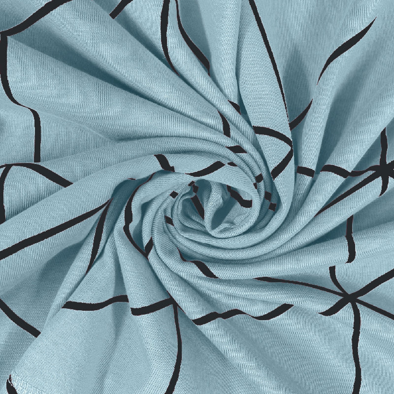 Bodycomfy 100% Cotton Hosiery King Size Fitted Bedsheet – Geometrical Panel Print