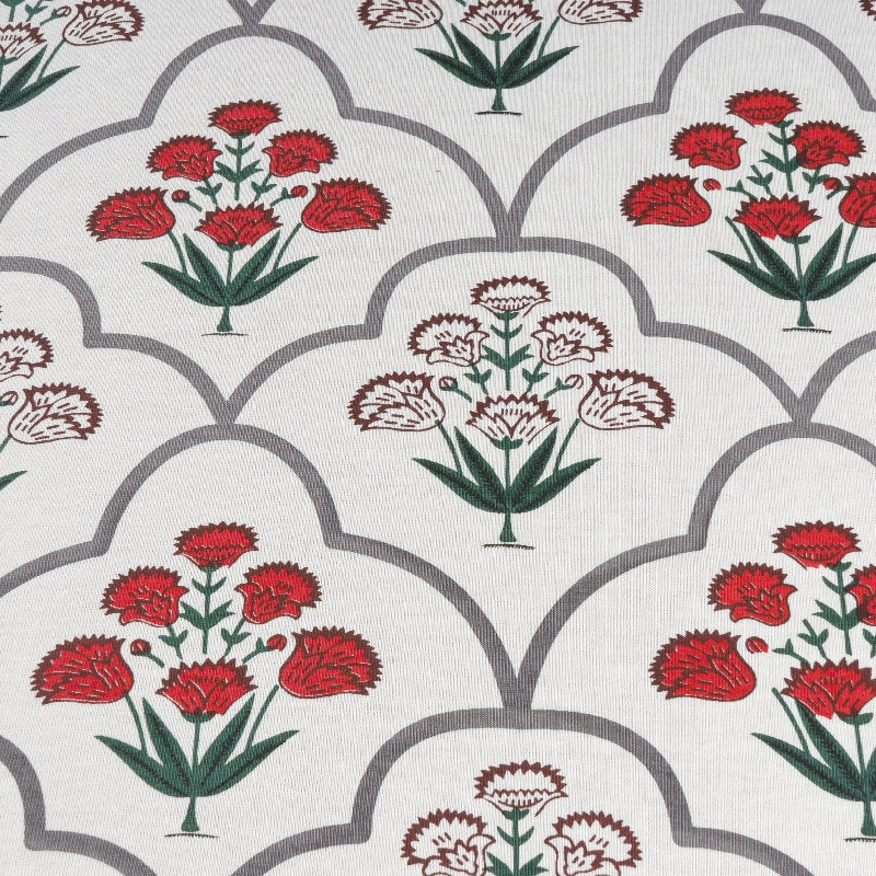 Bodycomfy 100% Cotton Hosiery King Size Fitted Bedsheet –  Floral Handblock Print