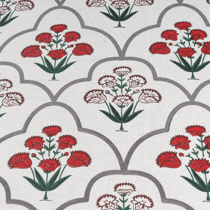 Bodycomfy 100% Cotton Hosiery King Size Fitted Bedsheet –  Floral Handblock Print