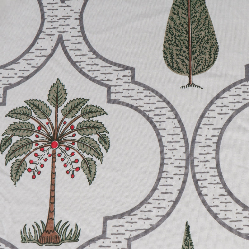 Bodycomfy 100% Cotton Hosiery King Size Fitted Bedsheet – Botanical Palm & Cypress Print