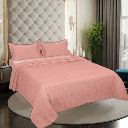 BodyComfy 100% Cotton Hosiery King-Size Fitted Bedcover – Floral Embossed Pattern