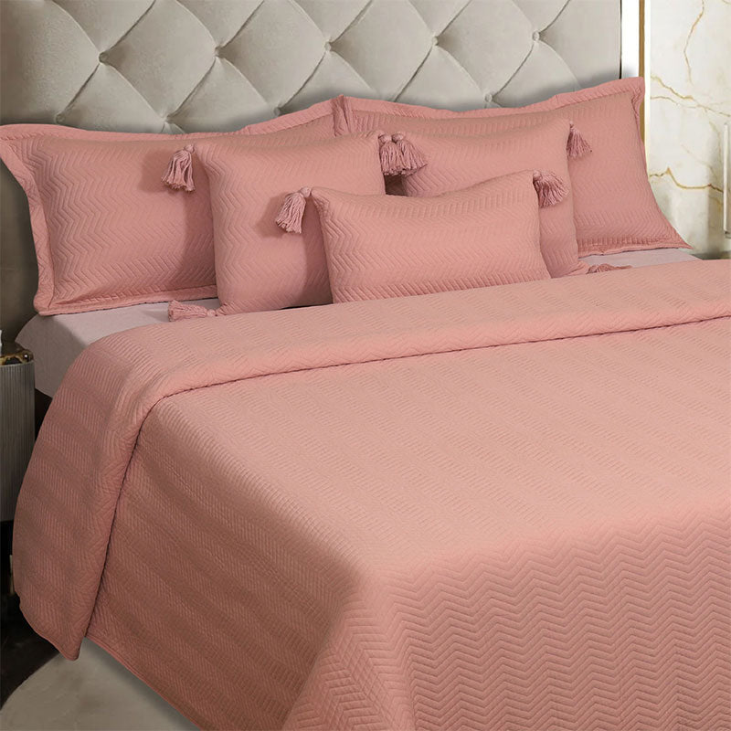 BodyComfy 100% Cotton Hosiery King-Size Fitted Bedcover – Chevron Pattern