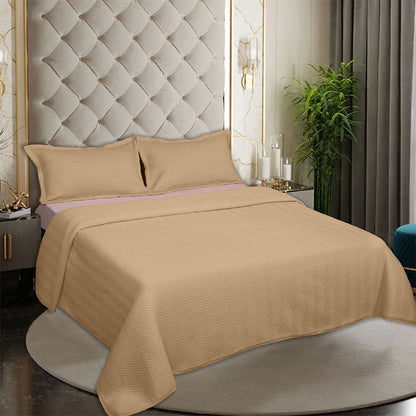 BodyComfy 100% Cotton Hosiery King-Size Fitted Bedcover – Chevron Print