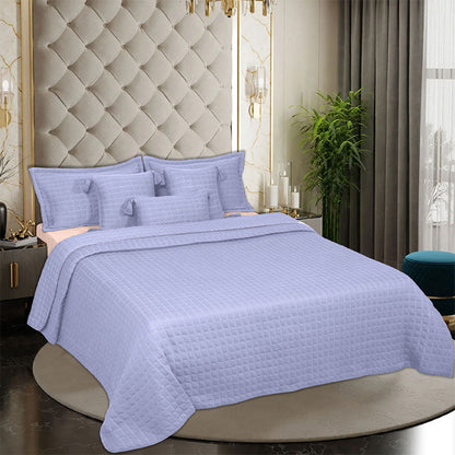 BodyComfy 100% Cotton Hosiery King-Size Fitted Bedcover – Geometrical Quilted Pattern