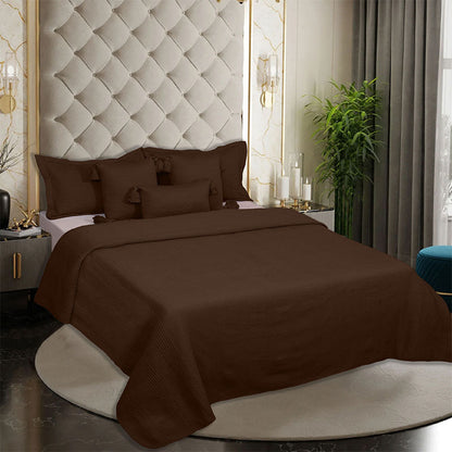 BodyComfy 100% Cotton Hosiery King-Size Fitted Bedcover – Minimalist Grid Texture Pattern