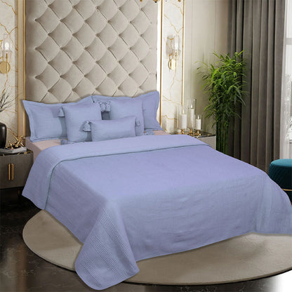 BodyComfy 100% Cotton Hosiery King-Size Fitted Bedcover – Minimalist Grid Texture Pattern