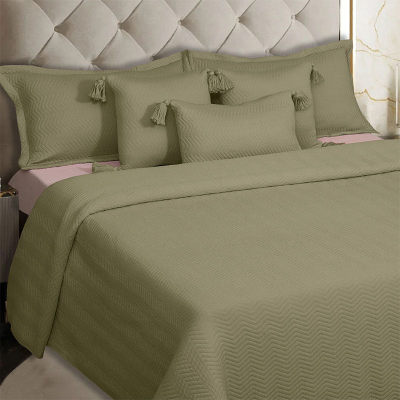 BodyComfy 100% Cotton Hosiery King-Size Fitted Bedcover – Chevron Pattern