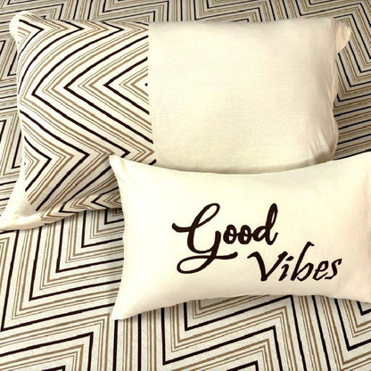 “Bodycomfy 100% Cotton Hosiery King Size Fitted Bedsheet – Chevron Minimalist Print