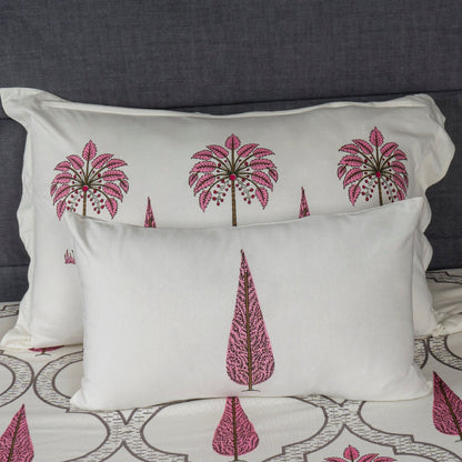 Bodycomfy 100% Cotton Hosiery King Size Fitted Bedsheet – Botanical Palm & Cypress Print