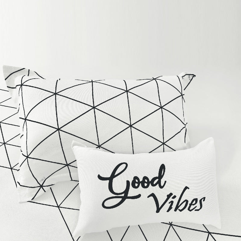 Bodycomfy 100% Cotton Hosiery King Size Fitted Bedsheet – Geometrical Panel Print