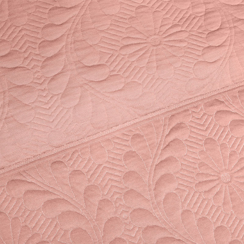 BodyComfy 100% Cotton Hosiery King-Size Fitted Bedcover – Floral Embossed Pattern