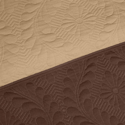 BodyComfy 100% Cotton Hosiery King-Size Fitted Bedcover – Quilted Floral Motif Print