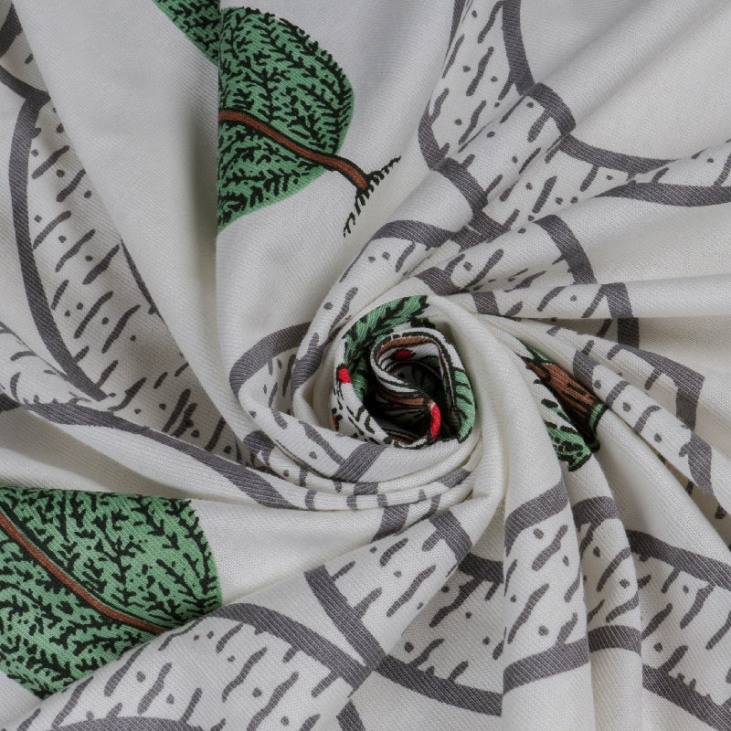 Bodycomfy 100% Cotton Hosiery King Size Fitted Bedsheet – Botanical Palm & Cypress Print