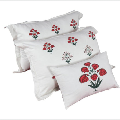 Bodycomfy 100% Cotton Hosiery King Size Fitted Bedsheet –  Floral Handblock Print