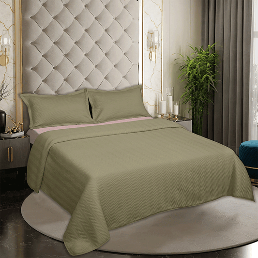 BodyComfy 100% Cotton Hosiery King-Size Fitted Bedcover – Chevron Pattern