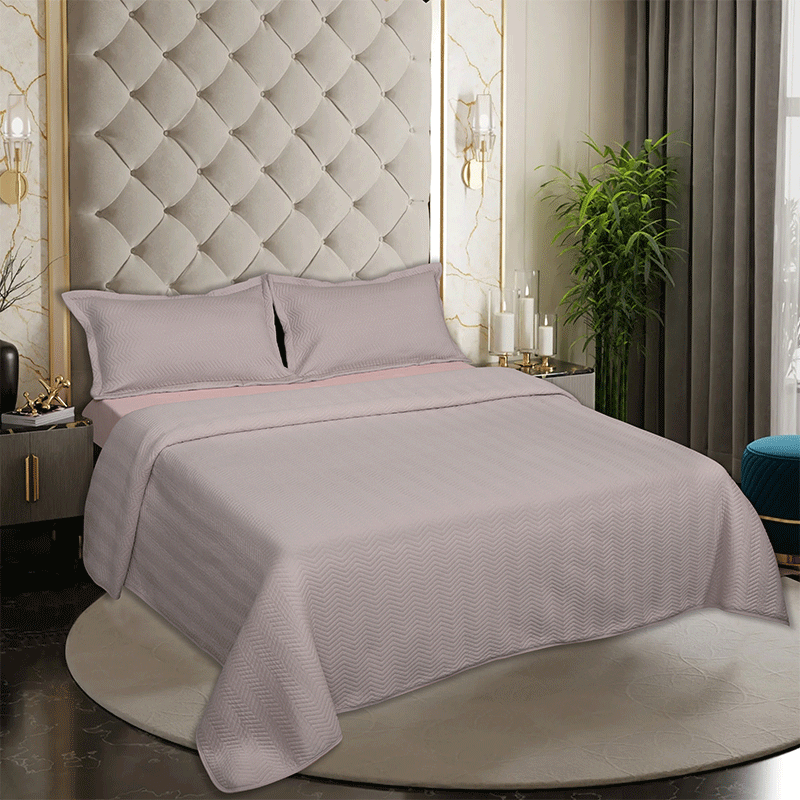 BodyComfy 100% Cotton Hosiery King-Size Fitted Bedcover – Chevron Pattern